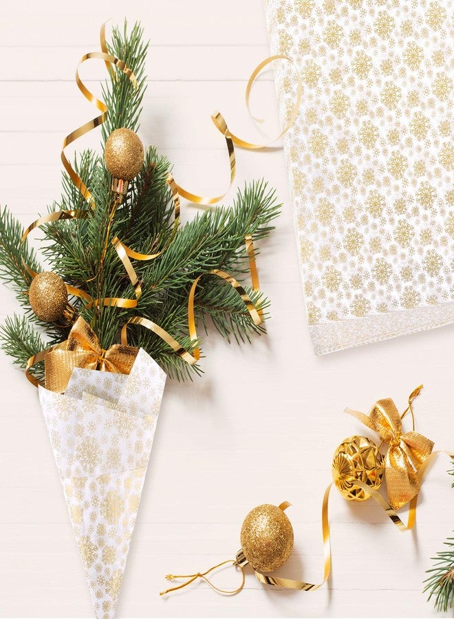 MIAHART 100 Gold Christmas Snowflake Tissue Paper Sheets 50 * 35cm Christmas Wrapping Paper for DIY and Craft Gift Bags Decorations(Gold) - Image 4